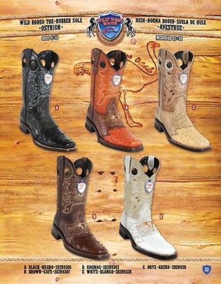 Mensusa Products Rodeo Toe Genuine Ostrich In Rubber Sole Cowboy Western Boots Multi-color