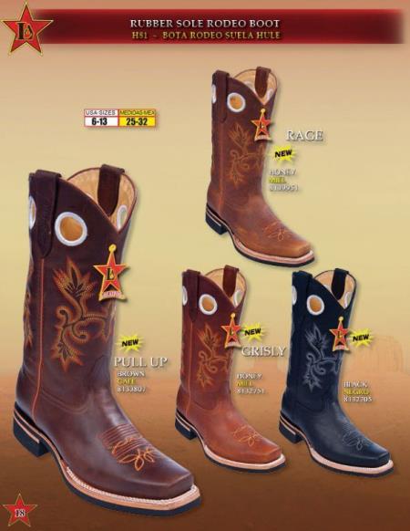Mensusa Products 3X Rodeo Boots Rubber Sole Cowboy Western Boots