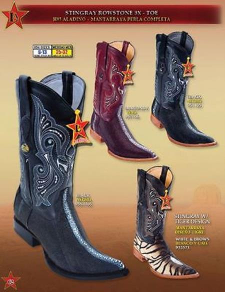 Mensusa Products 3X Toe Genuine Stingray SingleStone Cowboy Boots Multi-color