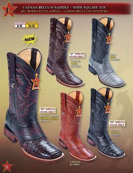 Mensusa Products Rodeo Wide Square Toe Caiman Belly W/saddle Cowboy Western Boots Multi-color