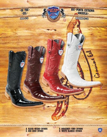 Mensusa Products 9X Toe Genuine Eel Cowboy Western Boots Multi-color