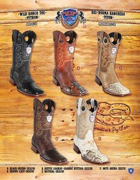 Mensusa Products Ranch Toe Genuine python Cowboy Western Boots Multi-color