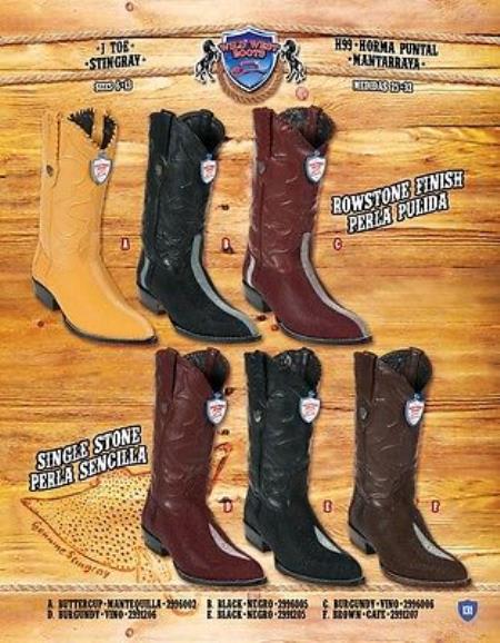 Mensusa Products J Toe Genuine Stingray Cowboy Western Boots Multi-color