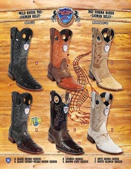 Mensusa Products Rodeo Toe Genuine Caiman Belly Cowboy Western Boots Multi-color