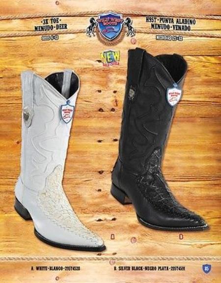 Mensusa Products 3X Toe Genuine Menudo With Deer Cowboy Western Boots Multi-color