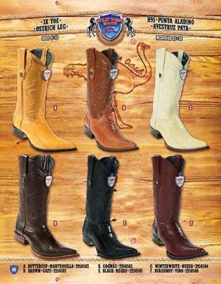 Mensusa Products 3X TOE Genuine Ostrich Leg Cowboy Western Boots Multi-color