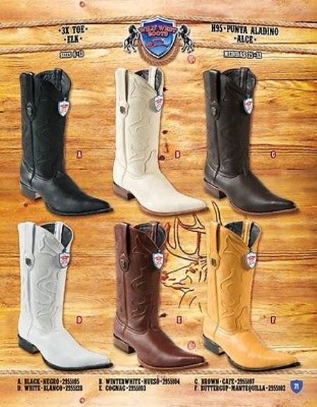 Mensusa Products 3X Toe Genuine Elk Cowboy Western Boots Multi-color