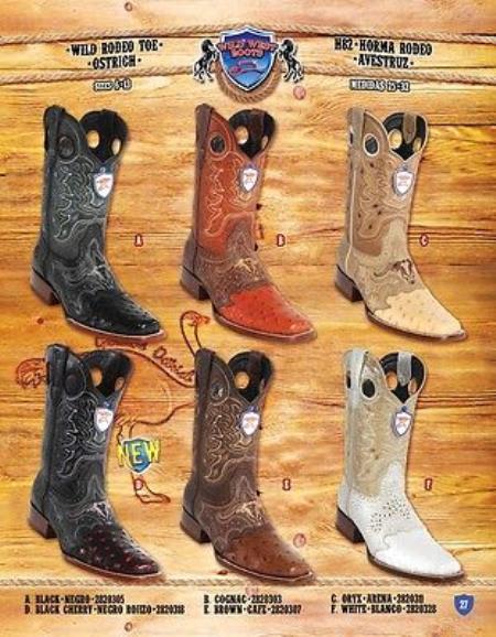 Mensusa Products Rodeo Toe Genuine OSTRICH Cowboy Western Boots Multi-color