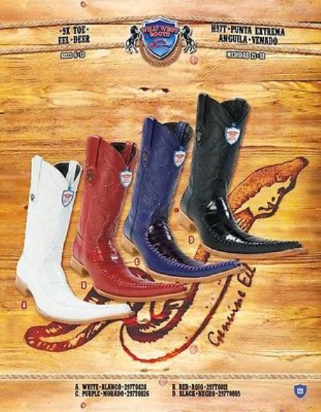Mensusa Products 9X Toe Genuine Python With Deer Cowboy Western Boots Multi-color