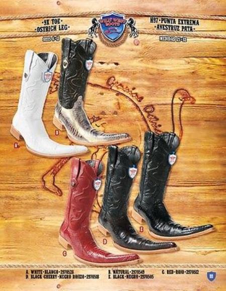 Mensusa Products 9X Toe Genuine Ostrich Leg Cowboy Western Boots Multi-color