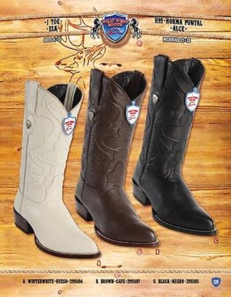 Mensusa Products J Toe Genuine Elk Cowboy Western Boots Multi-color