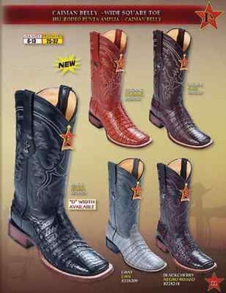 Mensusa Products Rodeo Toe/ Wide Square Toe Caiman Belly Cowboy Western Boots Multi-color