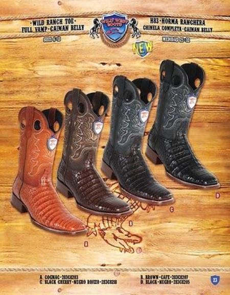 Mensusa Products Ranch Toe Genuine Caiman Belly Cowboy Western Boots Multi-color