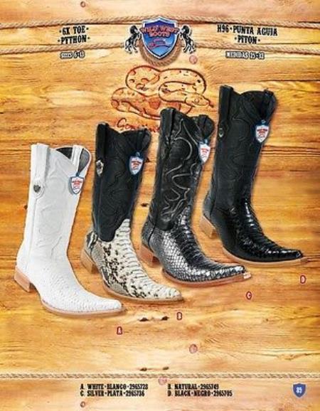 Mensusa Products 6X Toe Genuine Python Cowboy Western Boots Multi-color