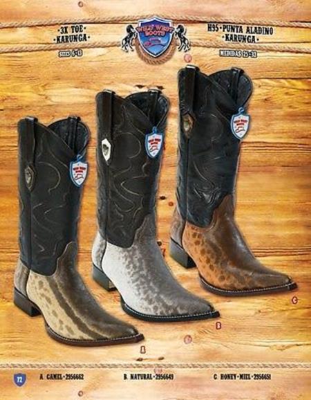 Mensusa Products 3X Toe Genuine Karunga Cowboy Western Boots Multi-color