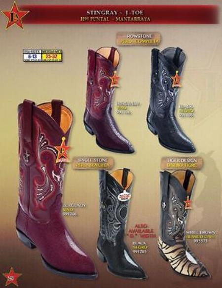 Mensusa Products J Toe Row Stone Genuine Stingray Cowboy Western Boots Multi-color
