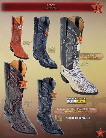 Mensusa Products J toe Genuine Caiman Hornback Cowboy Boots Multi-color