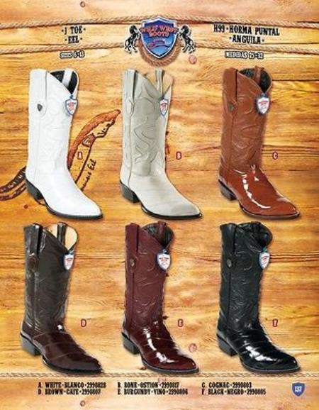 Mensusa Products J Toe Genuine Eel Cowboy Western Boots Multi-color