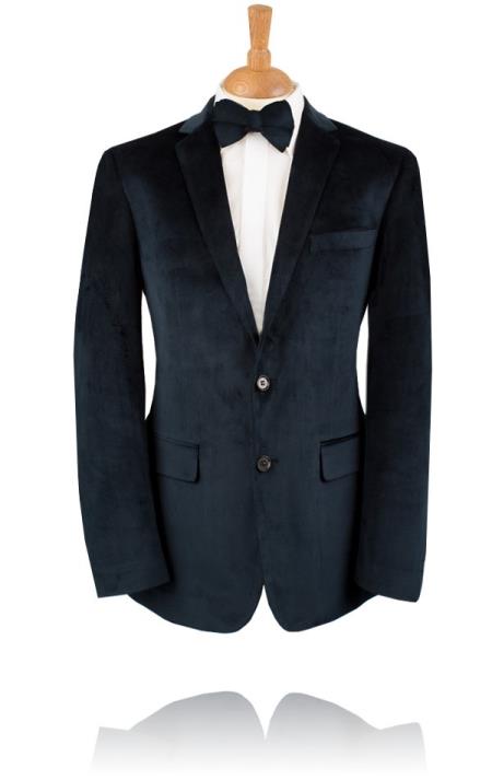 Mensusa Products 2 Button, Blue Velvet Tuxedo Jacket, Notch Lapel by Sportcoat ~ Blazer Black Label