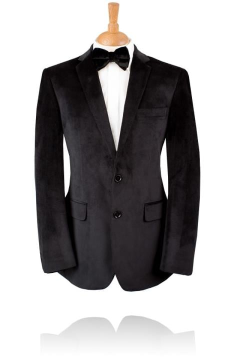 Mensusa Products 2 Button, Black Velvet Tuxedo Jacket, Notch Lapel by Sportcoat ~ Blazer Black Label