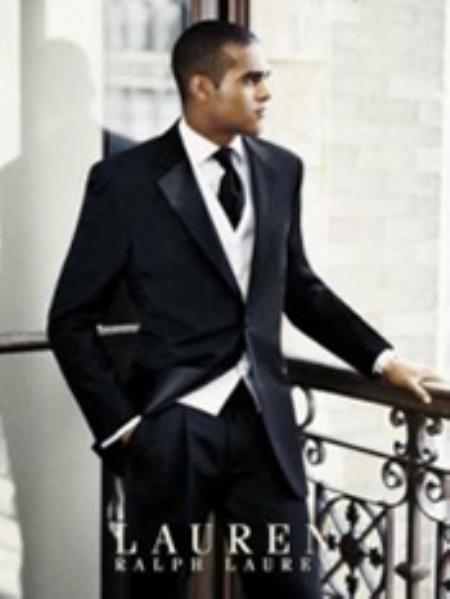 Mensusa Products Ralph Lauren (Hampton) Tuxedo - 2 Button Tuxedo with Notched Lapel Black