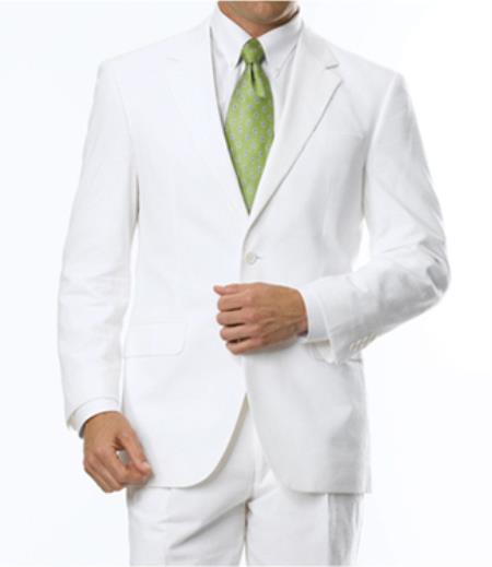 Mensusa Products 2-Button Seersucker Tailored Fit Suit White