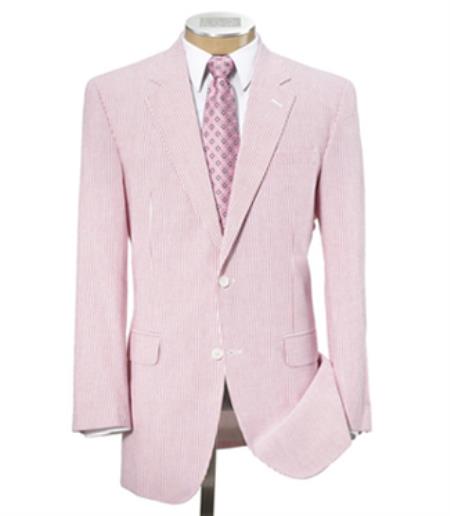 Mensusa Products 2-Button Seersucker Pink Suit
