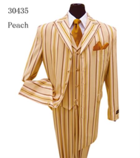 Mensusa Products Milano Moda Peach Fashion Stripe Long Jacket Zoot Suit