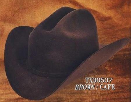 Mensusa Products Cowboy Western Hat Cali (Marlboro) Style 6X Felt Hats Brown BY Los Altos
