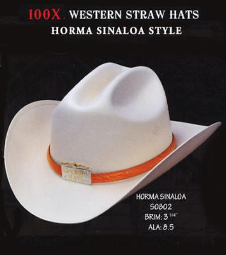 Mensusa Products Cowboy Western 100X Premium Straw Hat Silver Belly By Los Altos