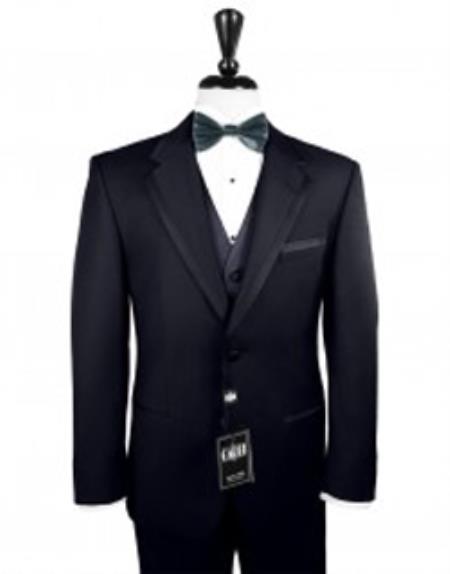 Mensusa Products Tuxedo with Satin Framed Edge Navy Blue