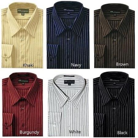 Mensusa Products Classic Stylish Men's Contrast Stripes Dress Shirt Style Multi-color