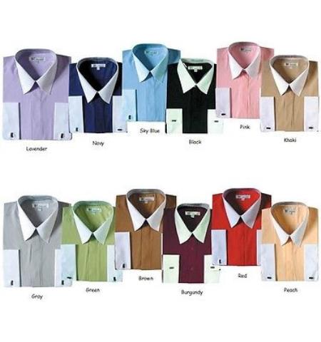 Mensusa Products Men's Classic Stylish Fashionable Dress Shirt -white collars Multi-color