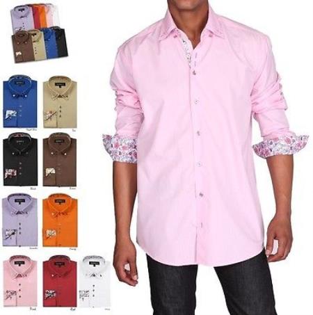 Mensusa Products Men's Stylish Button-down collar Fashion Formal Dress Shirt Multi-color