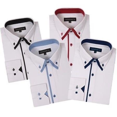 Mensusa Products Men's Button Stylish Dress Shirt Double Collar Style Multi-Color