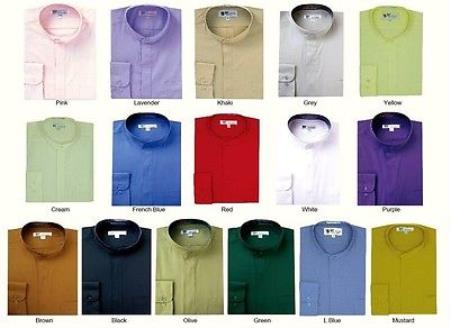 Mensusa Products Mens' Mandarin Collar Dress Shirt By TDC Collection Style Multi-Color