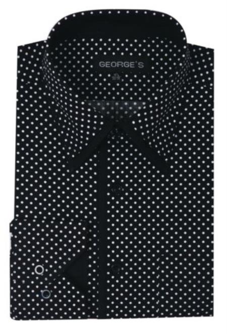 Mensusa Products Men's 100% Cotton Mini Polka Dot Design Dress Shirt doule collar Style Multi-Color