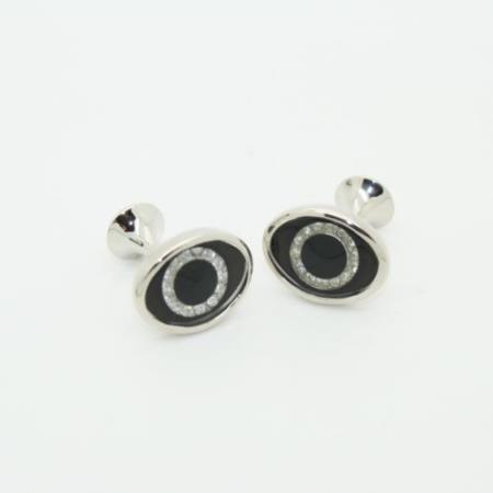 Mensusa Products Stainless Steel Onyx Crystal Cufflinks Set Black