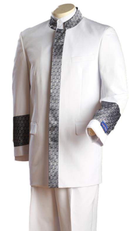 Mensusa Products Men's 2 Piece Nehru Style Suit White