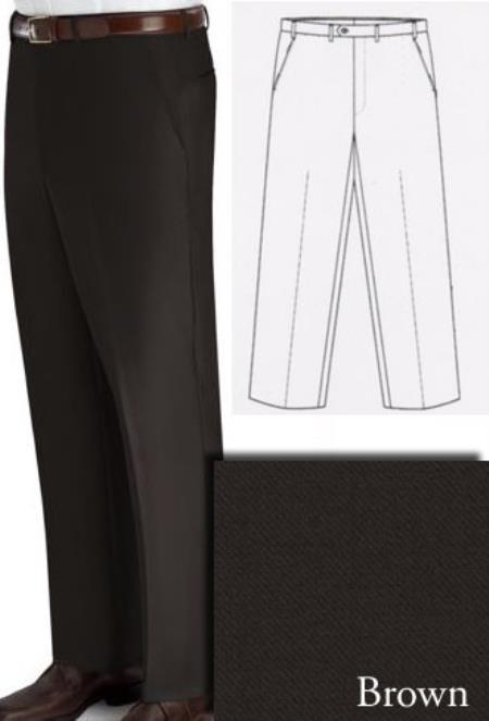 Mensusa Products Chiari Super 120's Real Italian Wool Lining To The Knee Origin Made In Biella, Italy Front Dress Slacks Brown