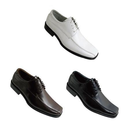 Mensusa Products Men's Solid Dress Shoes Faux Leather Style White, Black & Brown