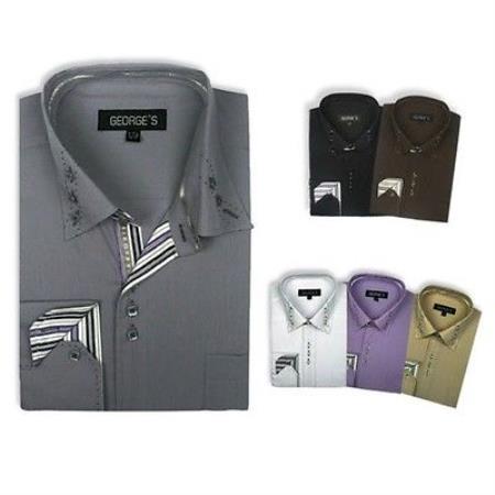 Mensusa Products Men's Stylish Cotton Blend Square Button Dress Shirt 6 Colors Style Multi-Color