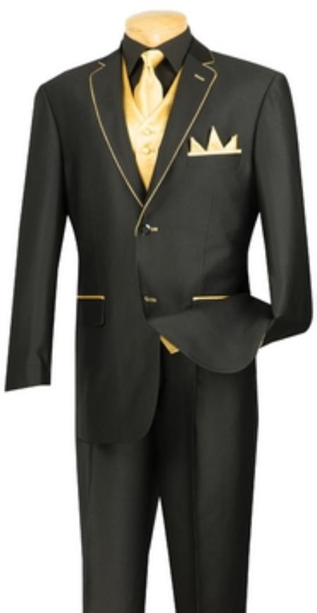 Mensusa Products Mens 3 Piece High Fashion Suit Black/Gold, Black/Red,Brown/Champaige/Beige,Burgundy Silver
