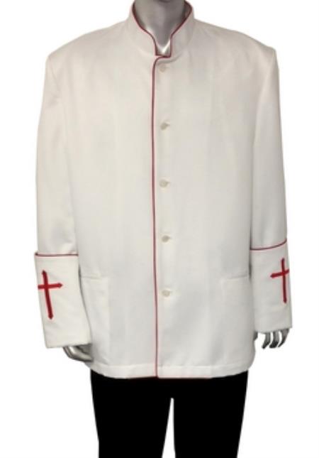 Mensusa Products Benedict Solid Clergy Blazer with Contrast Piping, Embroidered Cross Black,Purple,White And Red