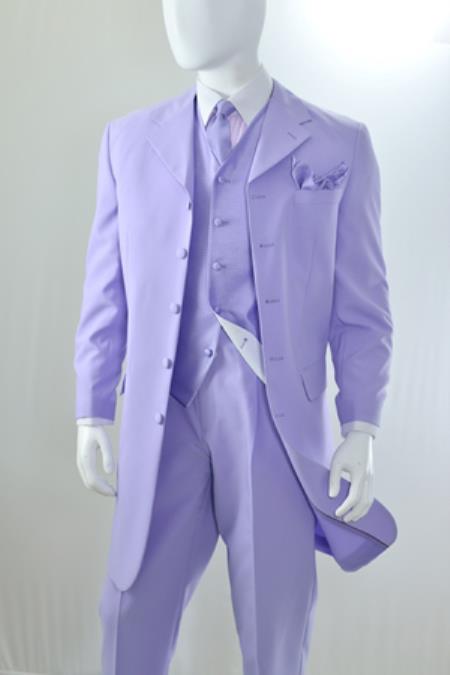 Mensusa Products Mens Lavender 5 Piece Reverse Vest Zoot Suit