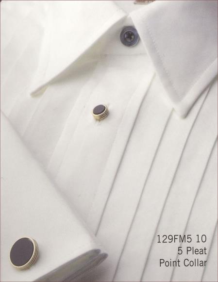 Mensusa Products Original Authentic Gitman Brand 5 Pleat Point Collar Tuxedo Shirt White