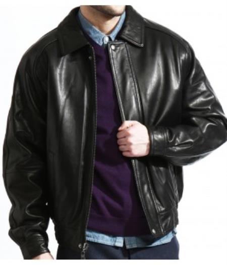 Mensusa Products The Classic Baseball Leather Bomber Jacket In A Soft Lambskin Black