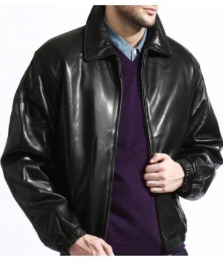 Mensusa Products Mens Classic Black Lambskin Leather Bomber Jacket A Classic Body Made From Top Grain