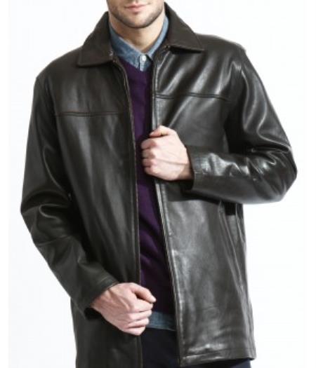 Mensusa Products Mens Basic Black 3/4 Leather Jacket, Liner, Soft Lambskin Leather