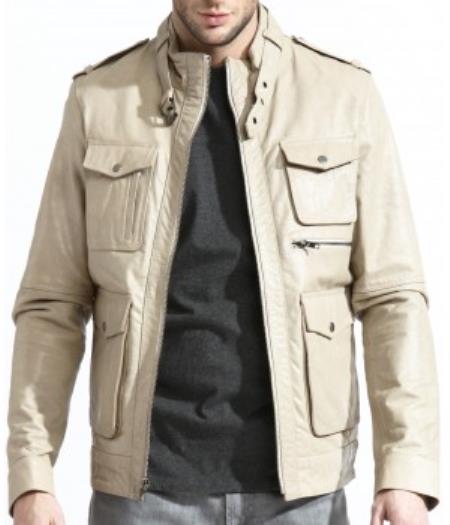 Mensusa Products Men's Military Inspired Leather Field Jacket With A Slim Cut Body